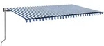 vidaXL Automatische Markise mit LED & Windsensor 500x300 Blau und Wei&szlig;