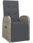 vidaXL Garten-Liegestuhl mit Auflage Poly Rattan Grau