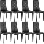 tectake Esszimmerst&uuml;hle, Kunstleder mit Glitzersteinen - 8er Set schwarz