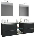 VCM Badm&ouml;bel Waschtisch Badinos Schwarz H. 91 x B. 157 x T. 46 cm