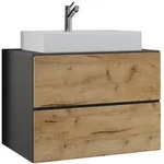 VCM Badm&ouml;bel Waschtisch Lendas Anthrazit / Honig-Eiche H. 52 x B. 60 x T. 52 cm