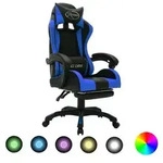 vidaXL Gaming-Stuhl mit RGB LED-Leuchten Blau und Schwarz Kunstleder