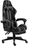 vidaXL Gaming-Stuhl mit Fu&szlig;st&uuml;tze Schwarz und Grau Kunstleder