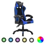 vidaXL Gaming-Stuhl mit RGB LED-Leuchten Blau und Schwarz Kunstleder