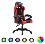 vidaXL Gaming-Stuhl mit RGB LED-Leuchten Rot und Schwarz Kunstleder