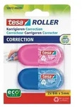Tesa Roller Korrigieren ecoLogo, Blau, Pink, 6 m, 5 mm, 100%, Sichtverpackung, 2