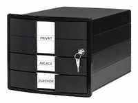 Schubladenbox IMPULS, 3 geschl. Schubladen, inkl. Einsatz + Schloss, schwarz