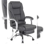 CLP B&uuml;rostuhl Pacific mit Massagefunktion Echtleder HBT: 118x69x64 cm schwarz