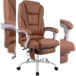CLP B&uuml;rostuhl Pacific mit Massagefunktion Echtleder HBT: 118x69x64 cm hellbraun