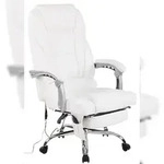 CLP B&uuml;rostuhl Pacific mit Massagefunktion Echtleder HBT: 118x69x64 cm wei&szlig;