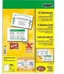 Sigel Visitenkarten Inkjet/Laser/Kopier 3C 225g/qm beidseitig VE=100 St&uuml;ck