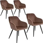 tectake Esszimmerstuhl Marilyn Samtoptik, schwarze Stuhlbeine - 4er Set braun/schwarz