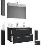 VCM Badm&ouml;bel Waschtisch Badinos Schwarz H. 109 x B. 60 x T. 46 cm