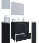 VCM Badm&ouml;bel Waschtisch Badinos Schwarz H. 143 x B. 80 x T. 46 cm
