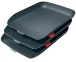 LEITZ Cosy Set DIN A4: 3 Briefk&ouml;rbe + 2 Stapelelemente, dunkelgrau