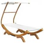 vidaXL H&auml;ngematte mit Dach 100x198x150 cm Fichte Massivholz Creme