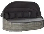 vidaXL Outdoor-Sonneninsel mit Dach Poly Rattan Grau