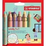 Stabilo woody 3 in 1, Pastellfarben im 6er Etui, Multitalent-Stift Buntstift,