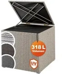 CASARIA&reg; Polyrattan Auflagenbox Kissenbox Gartentruhe 318 L Beige-Grau