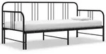 vidaXL Tagesbett Ausziehbar Schwarz Metall 90x200 cm