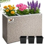 Casaria Deuba Poly Rattan Blumentopf Wasserabfluss Innent&ouml;pfe Creme