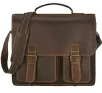 Greenburry Aktentasche Leder Schultasche XL Lehrertasche 39x33cm Tasche Buffalo braun