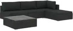 vidaXL 5-tlg. Garten-Lounge-Set mit Auflagen Poly Rattan Schwarz