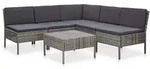 vidaXL 6-tlg. Garten-Sofagarnitur mit Auflagen Poly Rattan Grau
