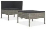 vidaXL 2-tlg. Garten-Lounge-Set mit Auflagen Poly Rattan Grau