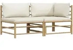 vidaXL 2-tlg. Garten-Lounge-Set mit Kissen Cremewei&szlig; Bambus