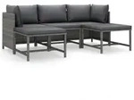 5-tlg. Garten-Lounge-Set mit Kissen Poly Rattan | vidaXL : Model - V1