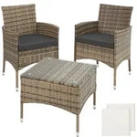 tectake Rattan Gartenset Luzern 2+1 inkl. Bez&uuml;ge in 2 Farben Natur