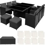 tectake Aluminium Rattan Sitzgruppe York inkl. Schutzh&uuml;lle 6+4+1 Aluminium Material