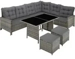tectake Rattan Lounge Barletta - Outdoor Sitzgruppe mit UV-best&auml;ndigem...