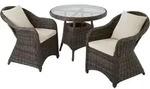 tectake Aluminium Rattan Sitzgruppe Z&uuml;rich 2+1 Grau