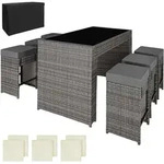 tectake Aluminium Rattan Barset Ibiza 6+1 mit Schutzh&uuml;lle Grau