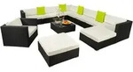 tectake Rattan Lounge mit Aluminiumgestell Las Vegas Schwarz