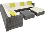 tectake Rattan Lounge mit Aluminiumgestell Marbella Grau