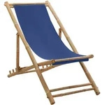 vidaXL Liegestuhl Bambus und Canvas Marineblau