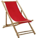 vidaXL Liegestuhl Bambus und Canvas Rot