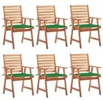 vidaXL 6x Akazienholz Massiv Garten Essstuhl mit Kissen Gartenstuhl Gartensessel