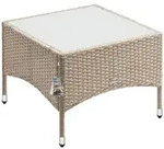 CASARIA&reg; Polyrattan Beistelltisch 58x58x42cm Beige Grau