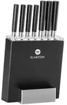 Klarstein Kitano 8tlg. Messer-Set mit Block 7 Messer Stahl edler Holzblock Schwarz