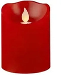 LED Kerze Twinkle Echtwachs mechanisch bewegte Flamme Timer H: 10cm rot