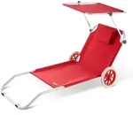 CASARIA&reg; Alu Sonnenliege Klappbar mit Dach Rollen Kissen Strandliege Liegestuhl