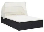 vidaXL 2-Personen-Sonnenliege mit Auflage Poly Rattan Schwarz