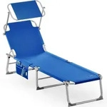 CASARIA&reg; Sonnenliege Klappbar Wetterfest Alu Gartenliege mit Dach Liegestuhl Blau