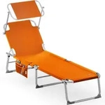 CASARIA&reg; Alu Sonnenliege Klappbar Wetterfest Gartenliege mit Dach Liegestuhl Orange