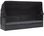 vidaXL Outdoor-Sofabett mit Dach Poly-Rattan Schwarz