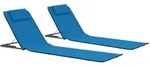 vidaXL Klappbare Strandmatte 2 Stk. Stahl und Stoff Blau